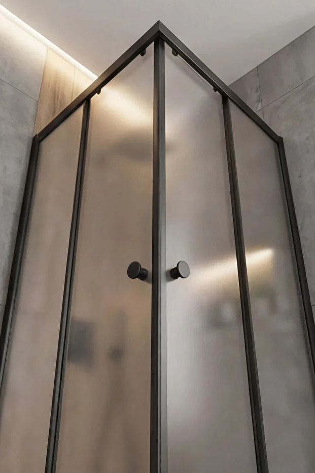 Duşakabin Kare Siyah Buzlu Cam